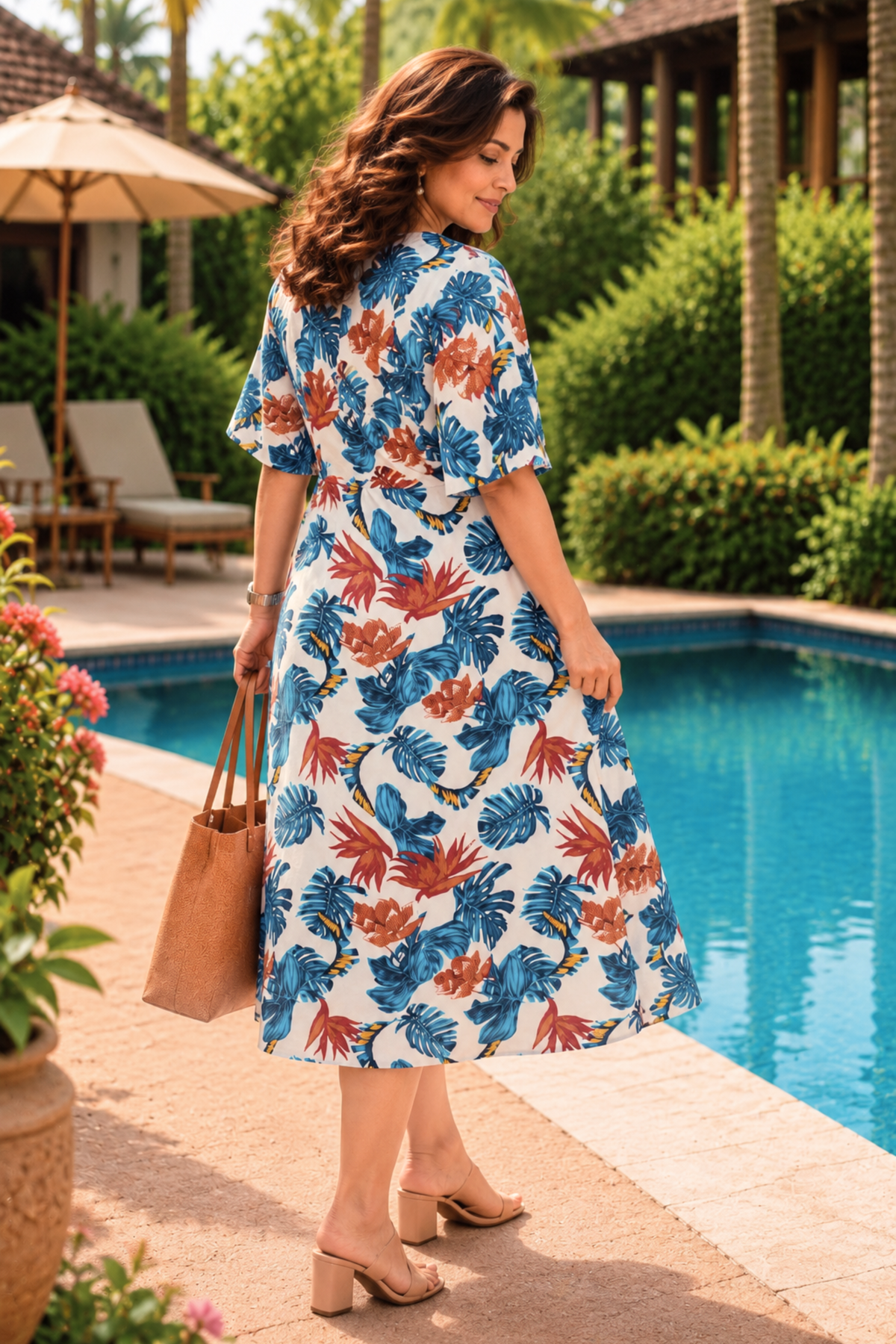 Coastal Bloom Printed Dress With Pockets