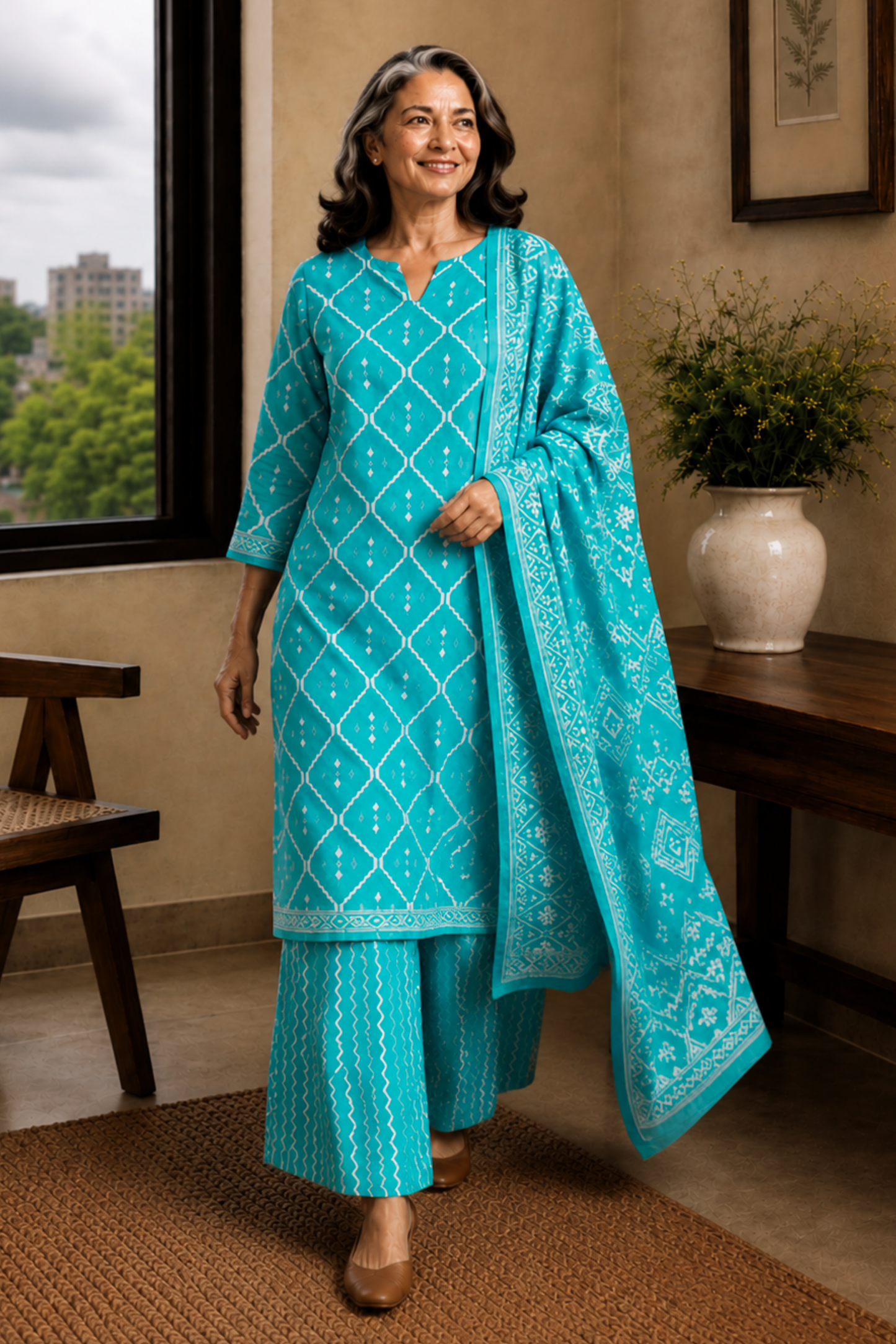 Coastal Canvas Cotton Straight Suit
