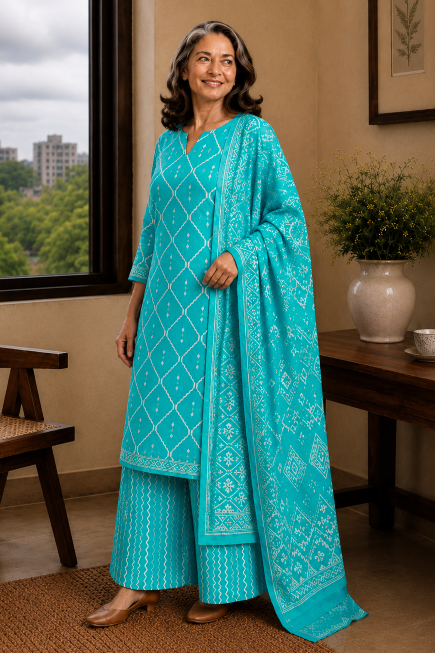 Coastal Canvas Cotton Straight Suit