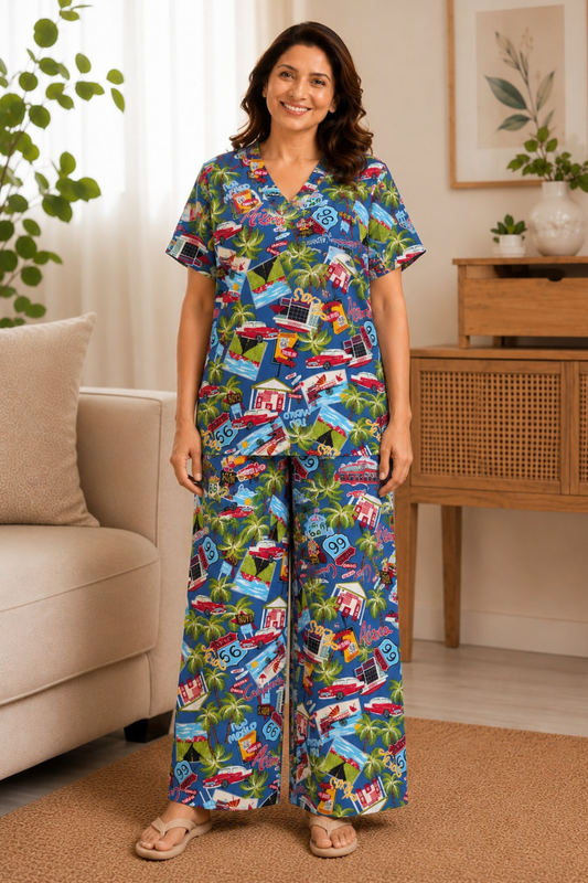 Coastal Drive Rayon Night Suit