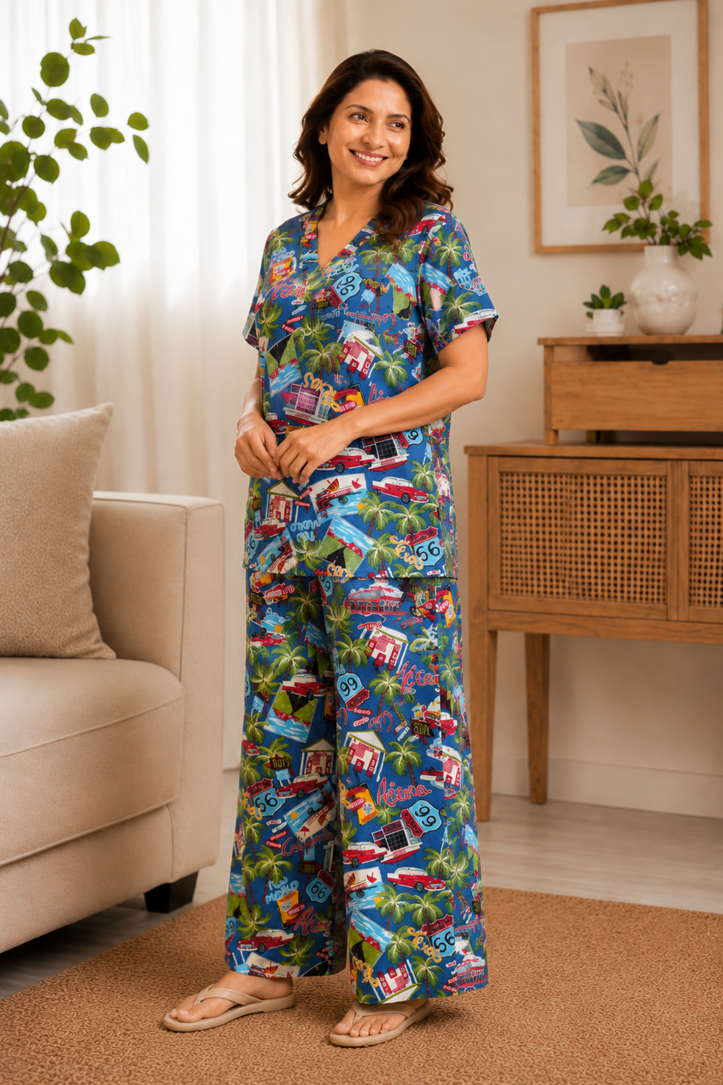 Coastal Drive Rayon Night Suit