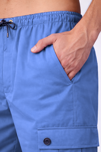 Cobalt Blue Stretch Cargo Pants