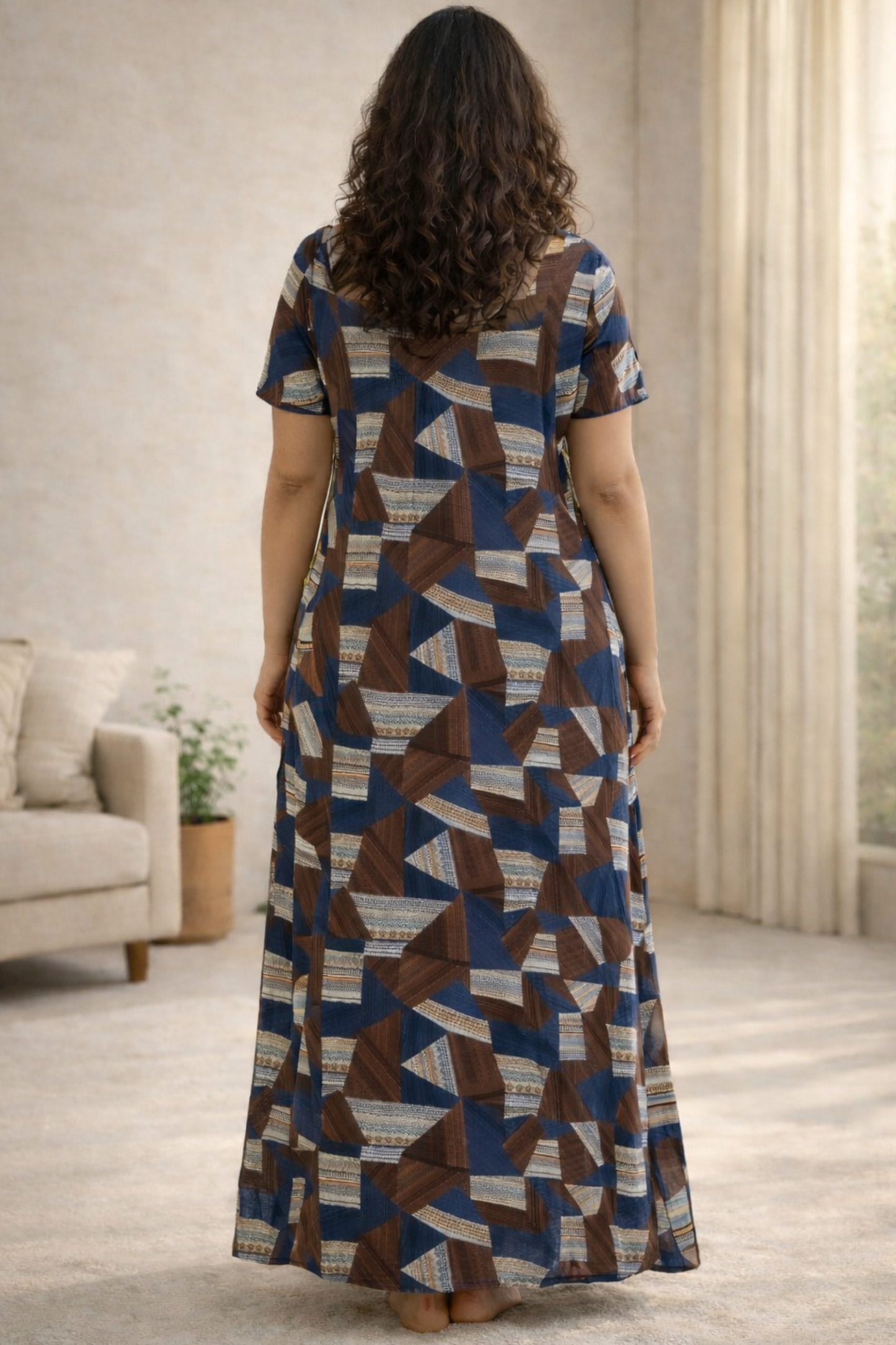 Cocoa Geometry Rayon Night Gown