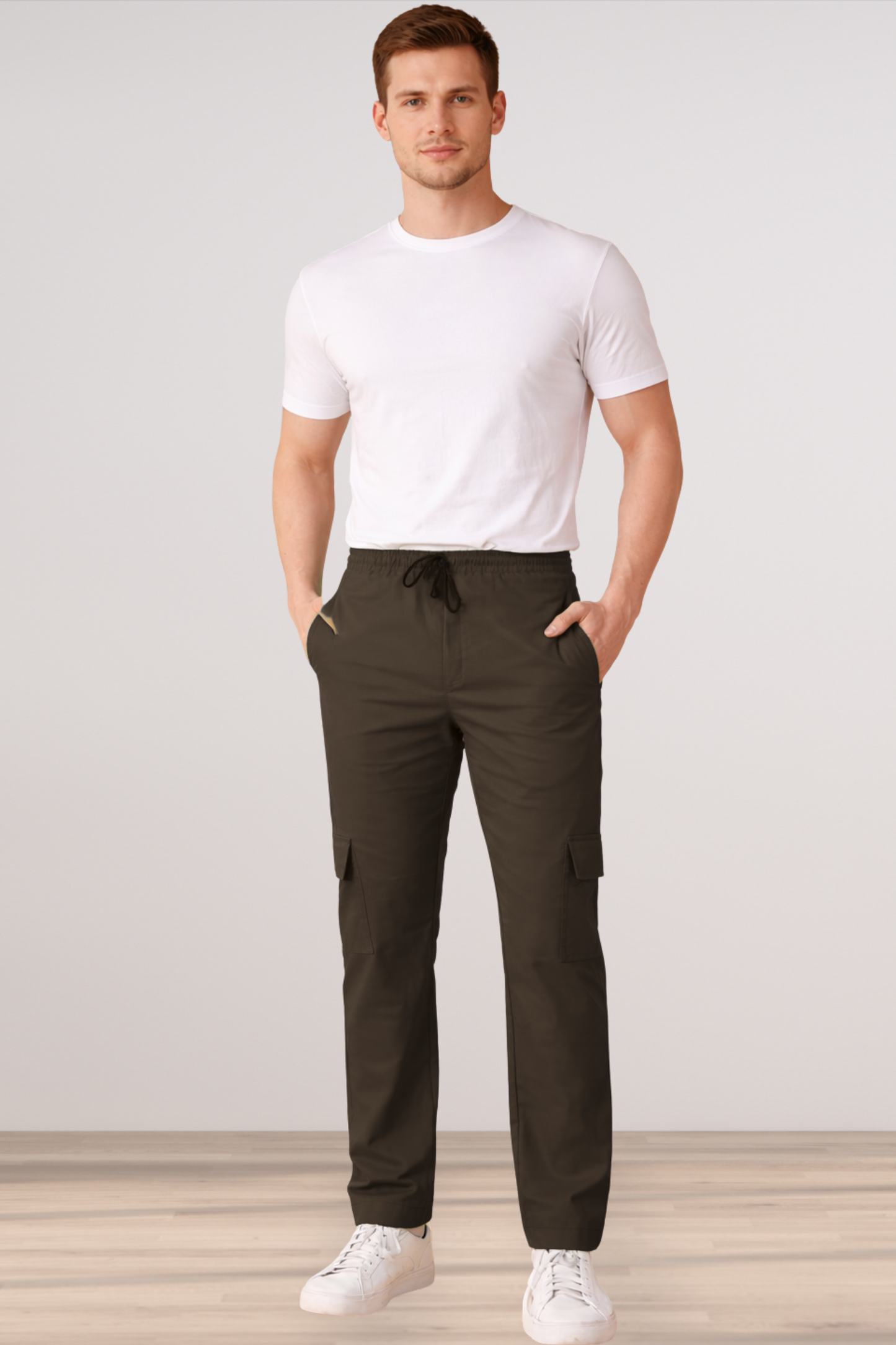 Coffee Cotton Cargo Pants