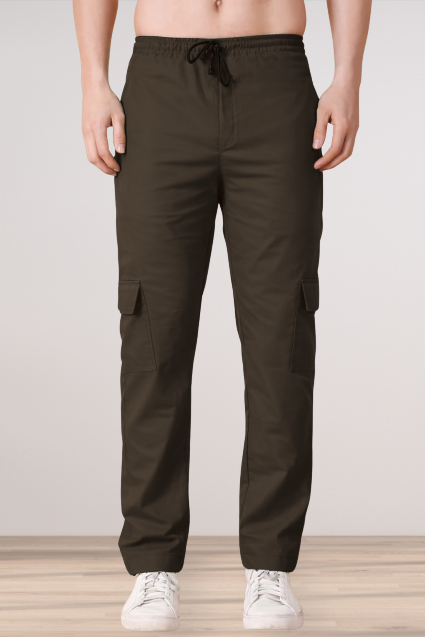 Coffee Cotton Cargo Pants
