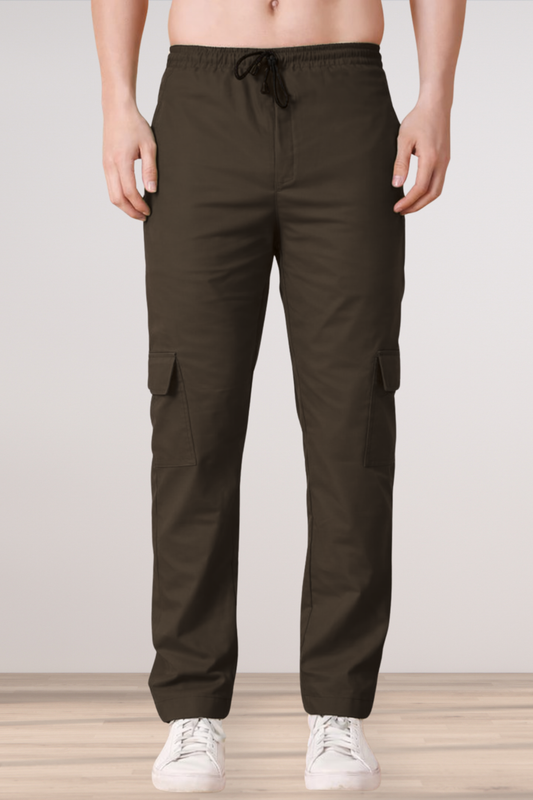 Coffee Cotton Cargo Pants