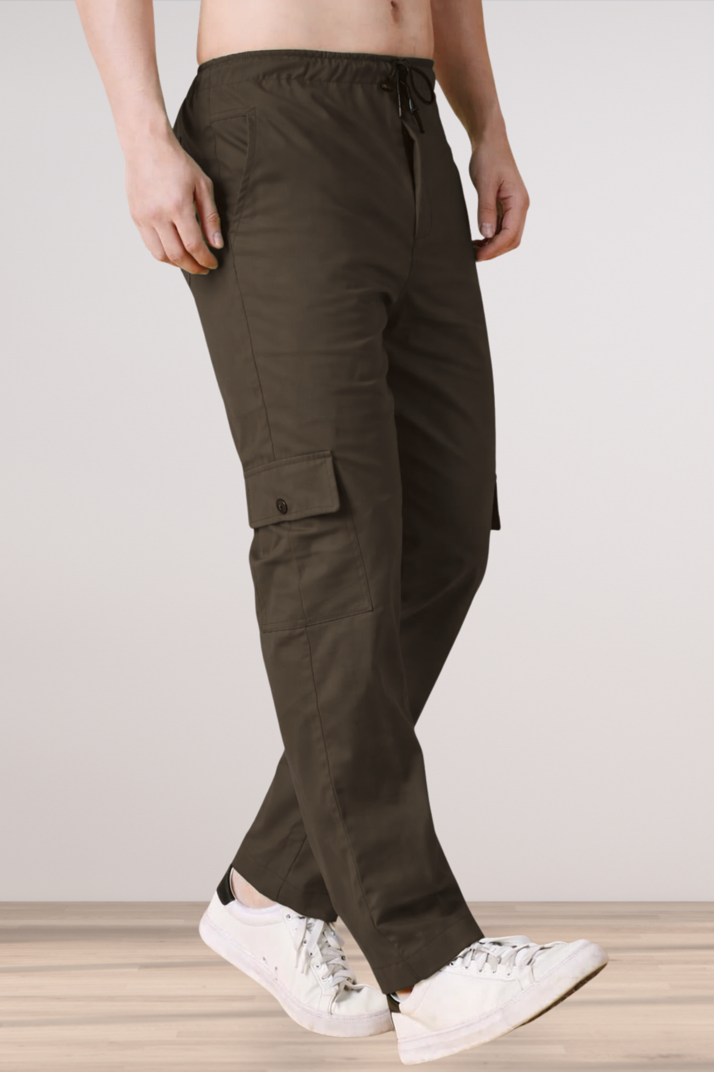 Coffee Cotton Cargo Pants