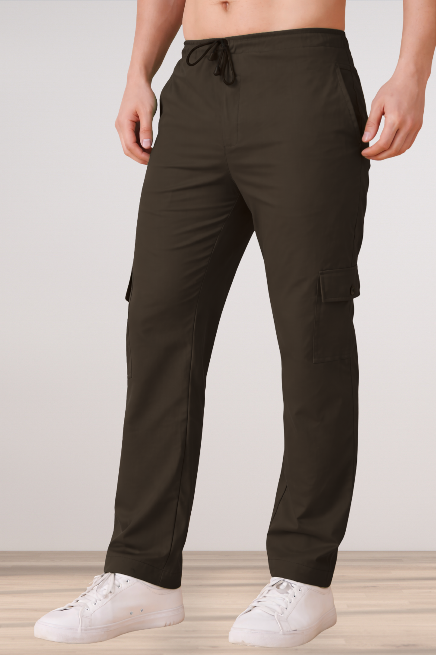 Coffee Cotton Cargo Pants