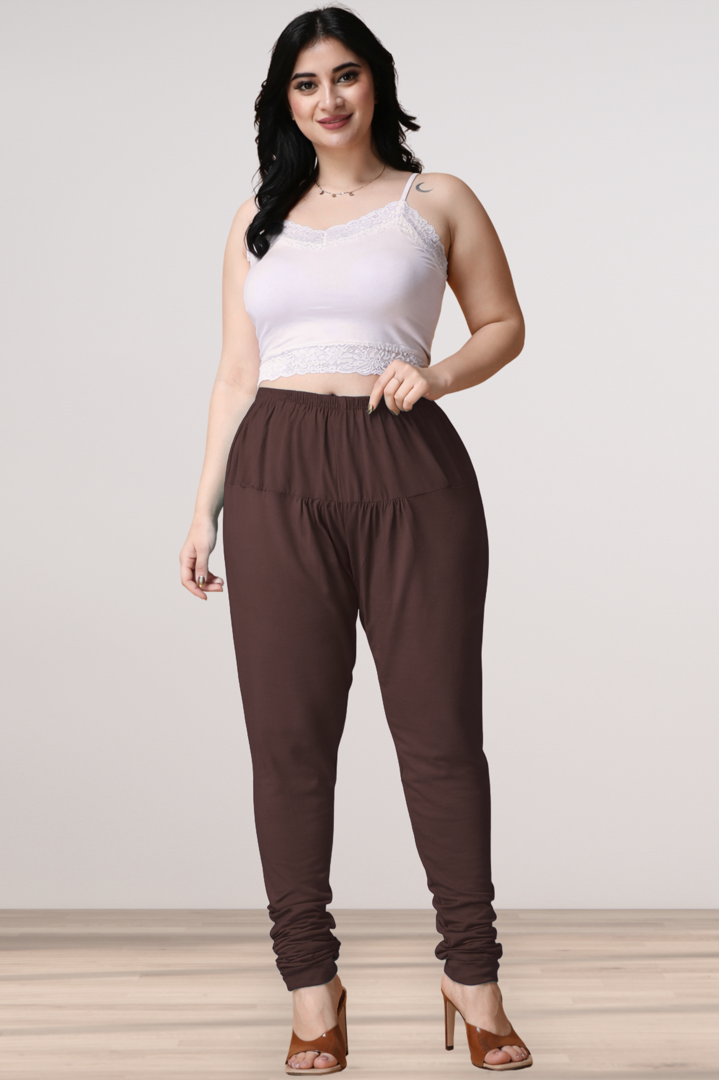 Coffee Cotton Churidar Pants