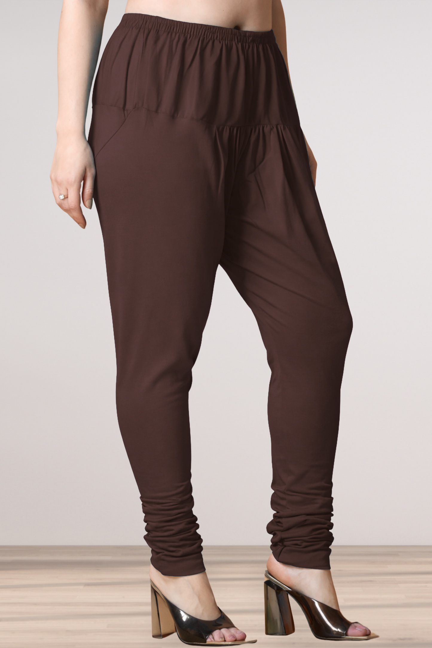 Coffee Cotton Churidar Pants