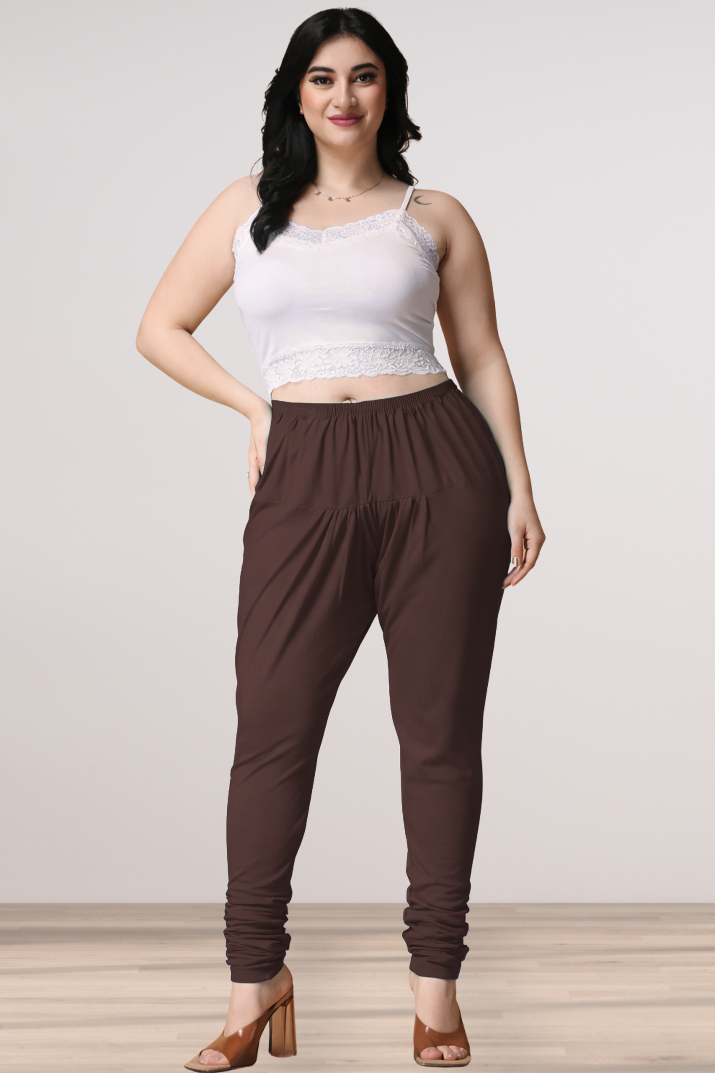 Coffee Cotton Churidar Pants