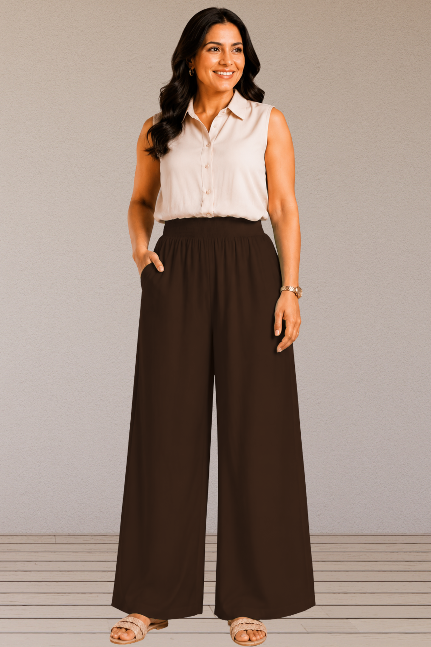 Coffee Flared Palazzo Pant
