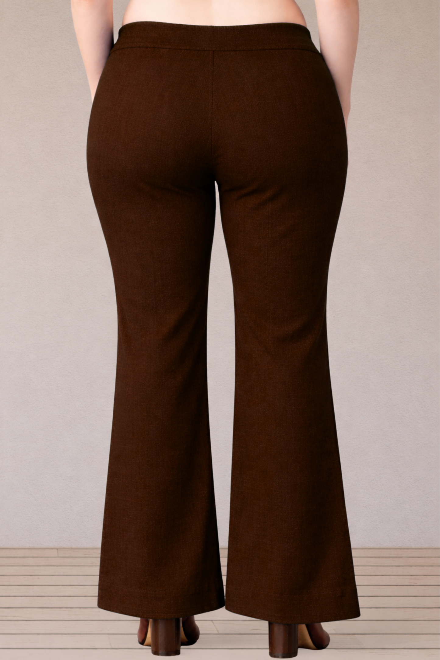 Coffee Flared Slub Pants