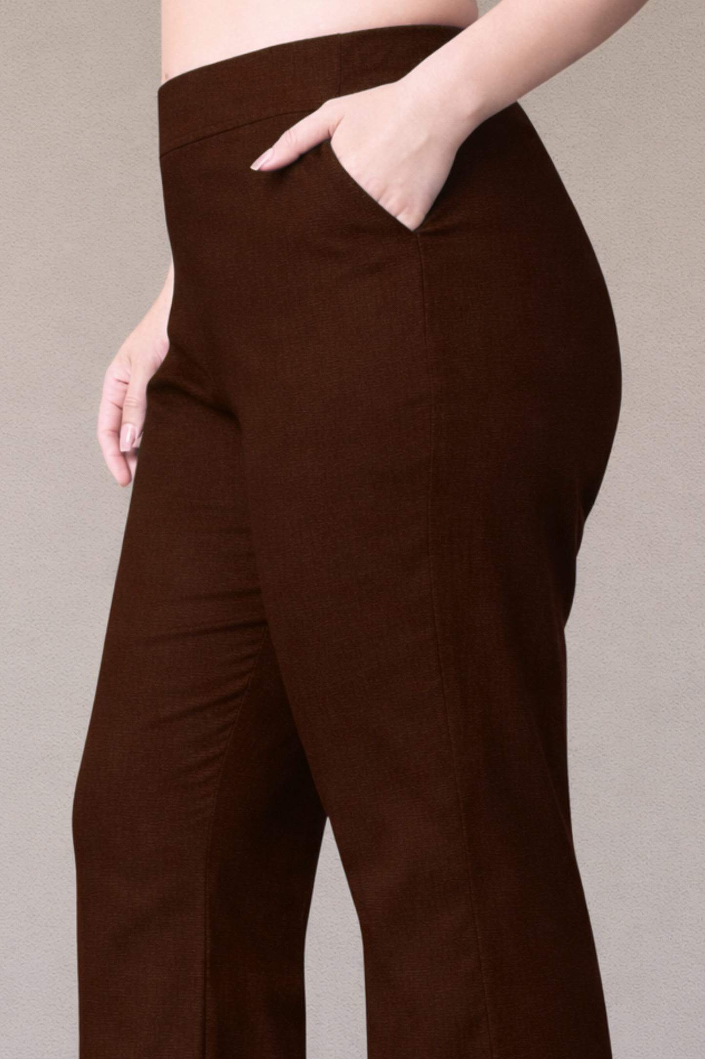 Coffee Flared Slub Pants