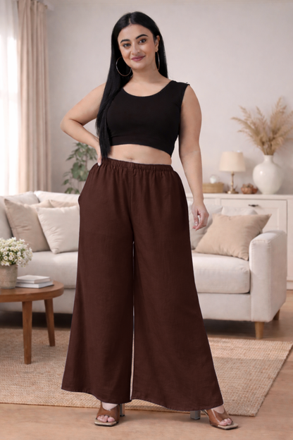 Coffee Rayon Loose Palazzo