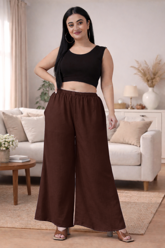 Coffee Rayon Loose Palazzo