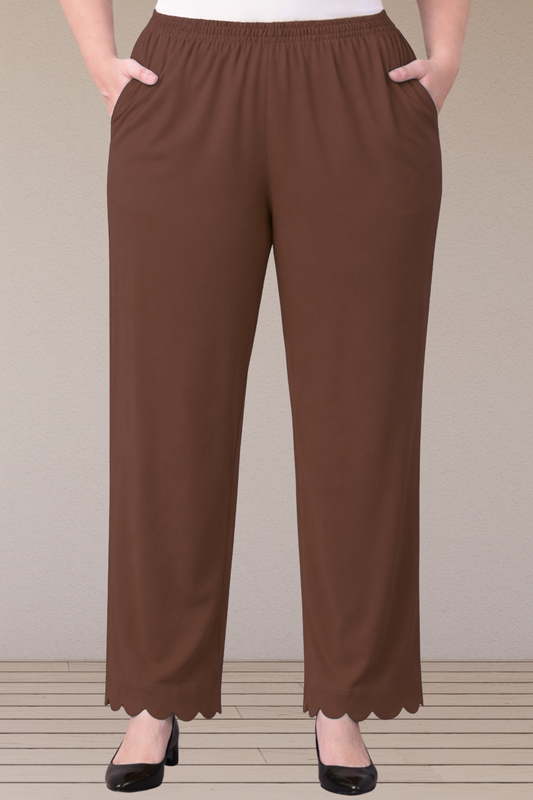 Coffee Scallop Cut Palazzo