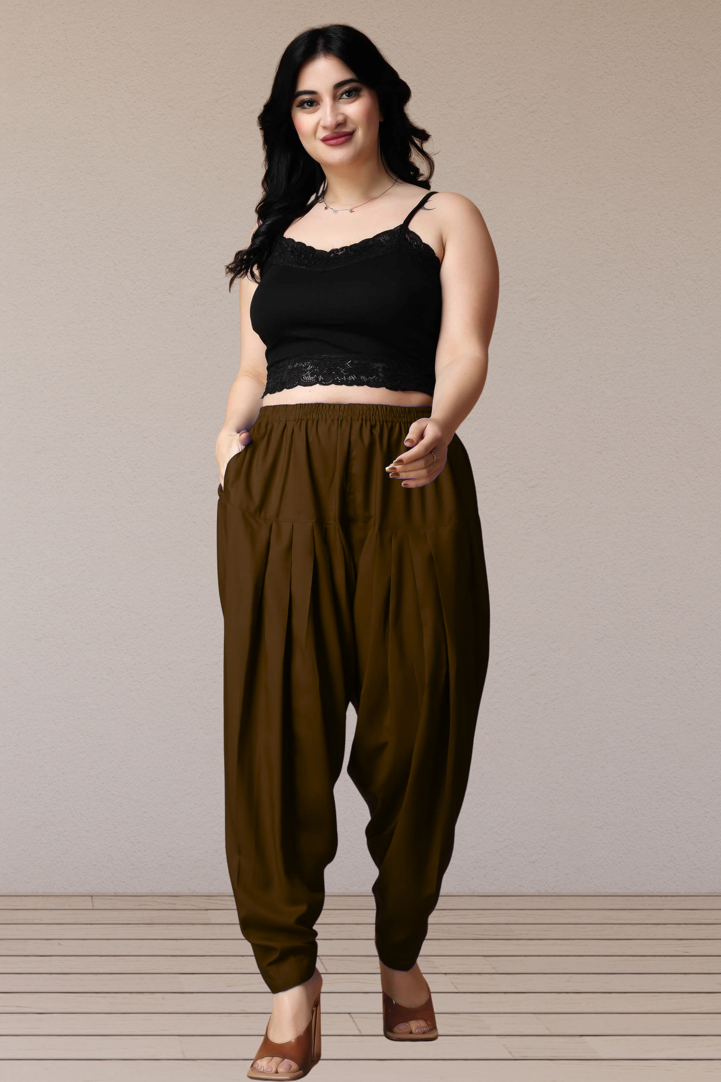 Coffee Straight Rayon Salwar Pants