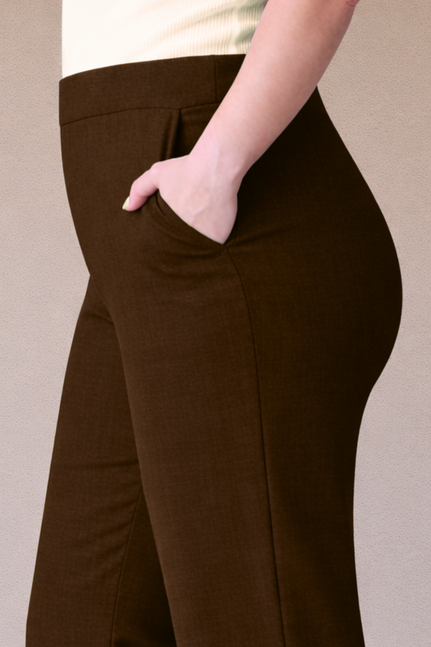 Coffee Wide Leg Slub Pants