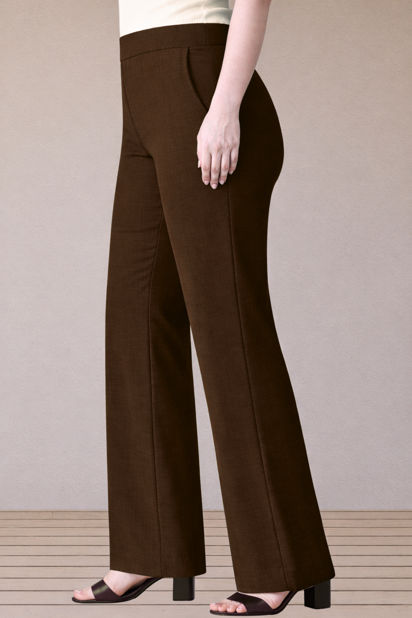 Coffee Wide Leg Slub Pants