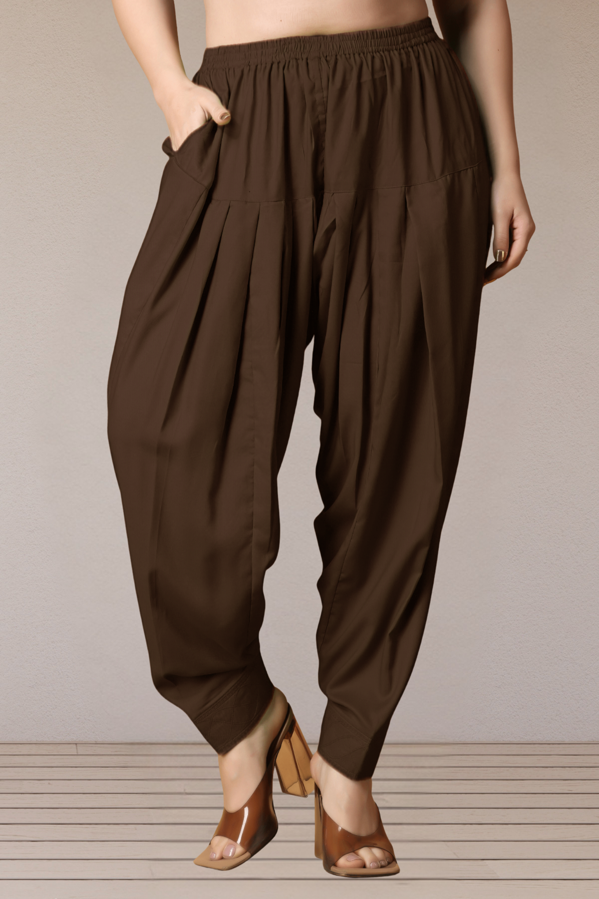 Coffee Rayon Pleated Salwar