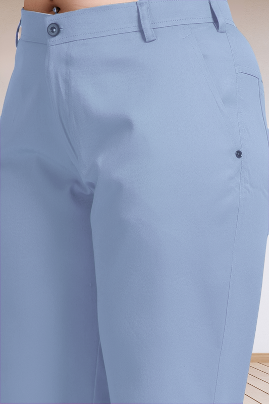 Powder Blue Stretch Formal Trousers