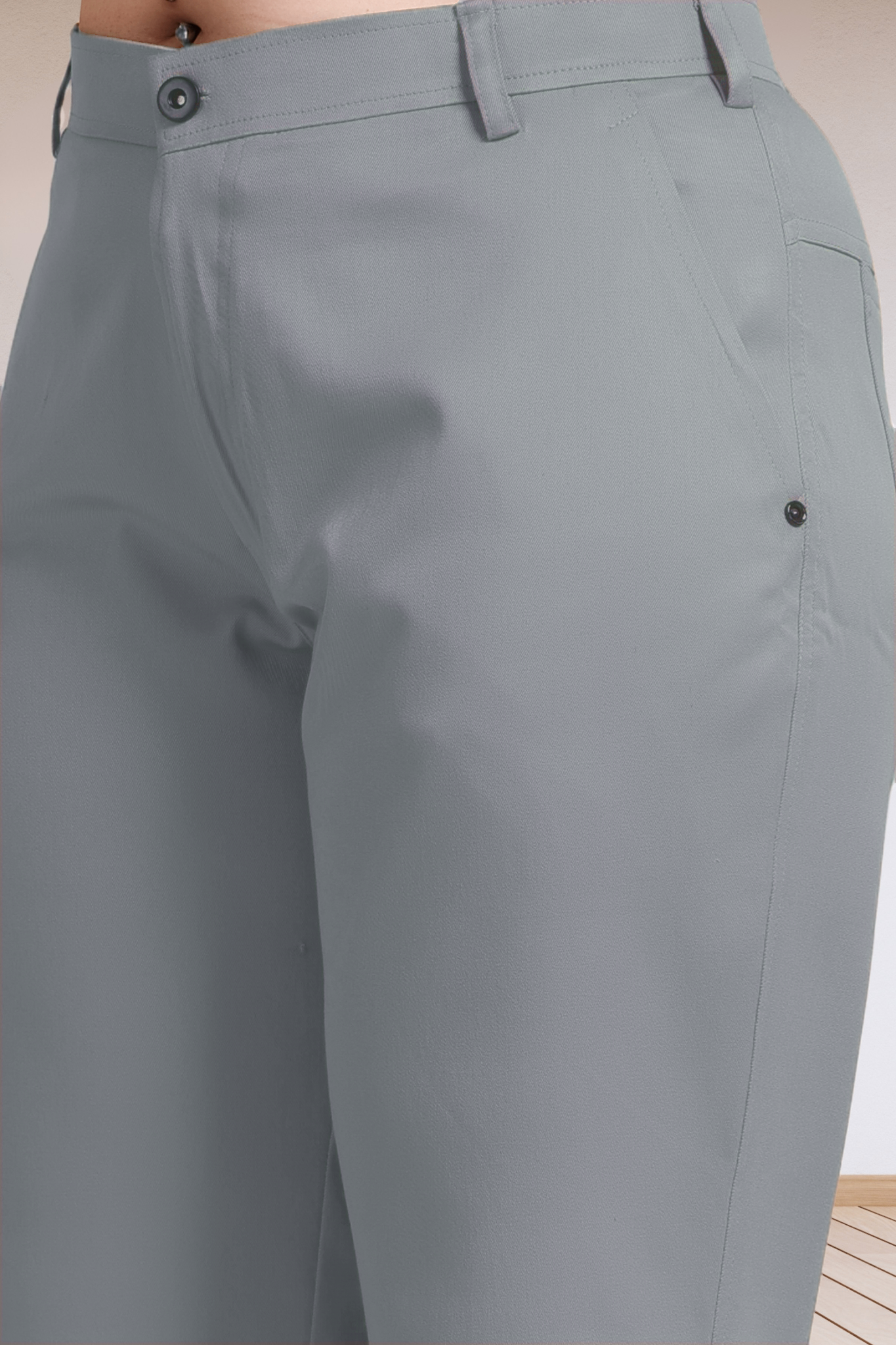 Grey Stretch Formal Trousers