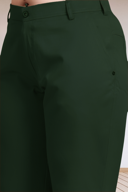 Bottle Green Stretch Formal Trousers