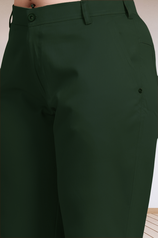 Bottle Green Stretch Formal Trousers