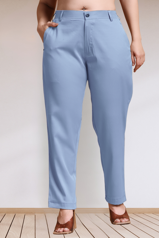 Powder Blue Stretch Formal Trousers