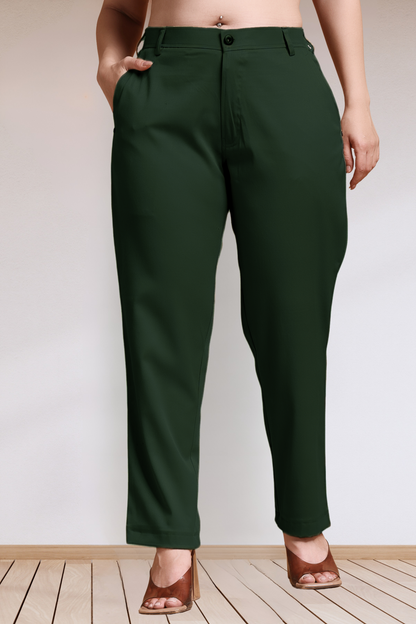 Bottle Green Stretch Formal Trousers