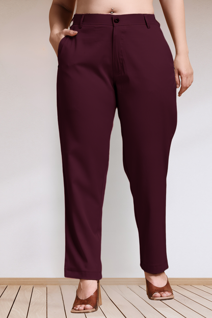 Wine Stretch Formal Trousers