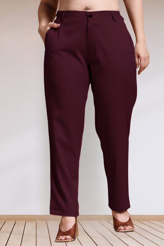 Wine Stretch Formal Trousers