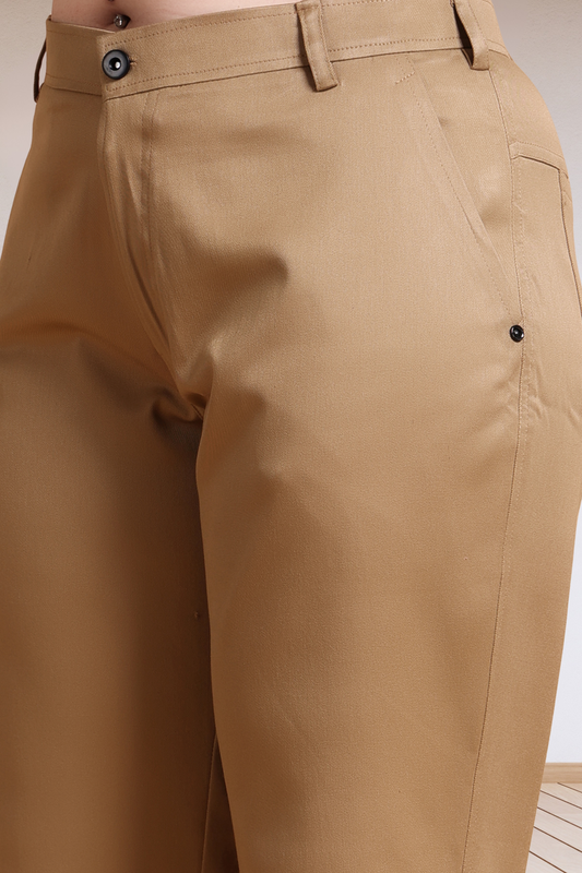Dark Beige Stretch Formal Trousers