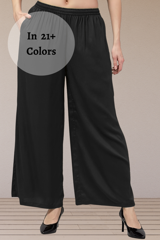 Flared Rayon Palazzo Pants