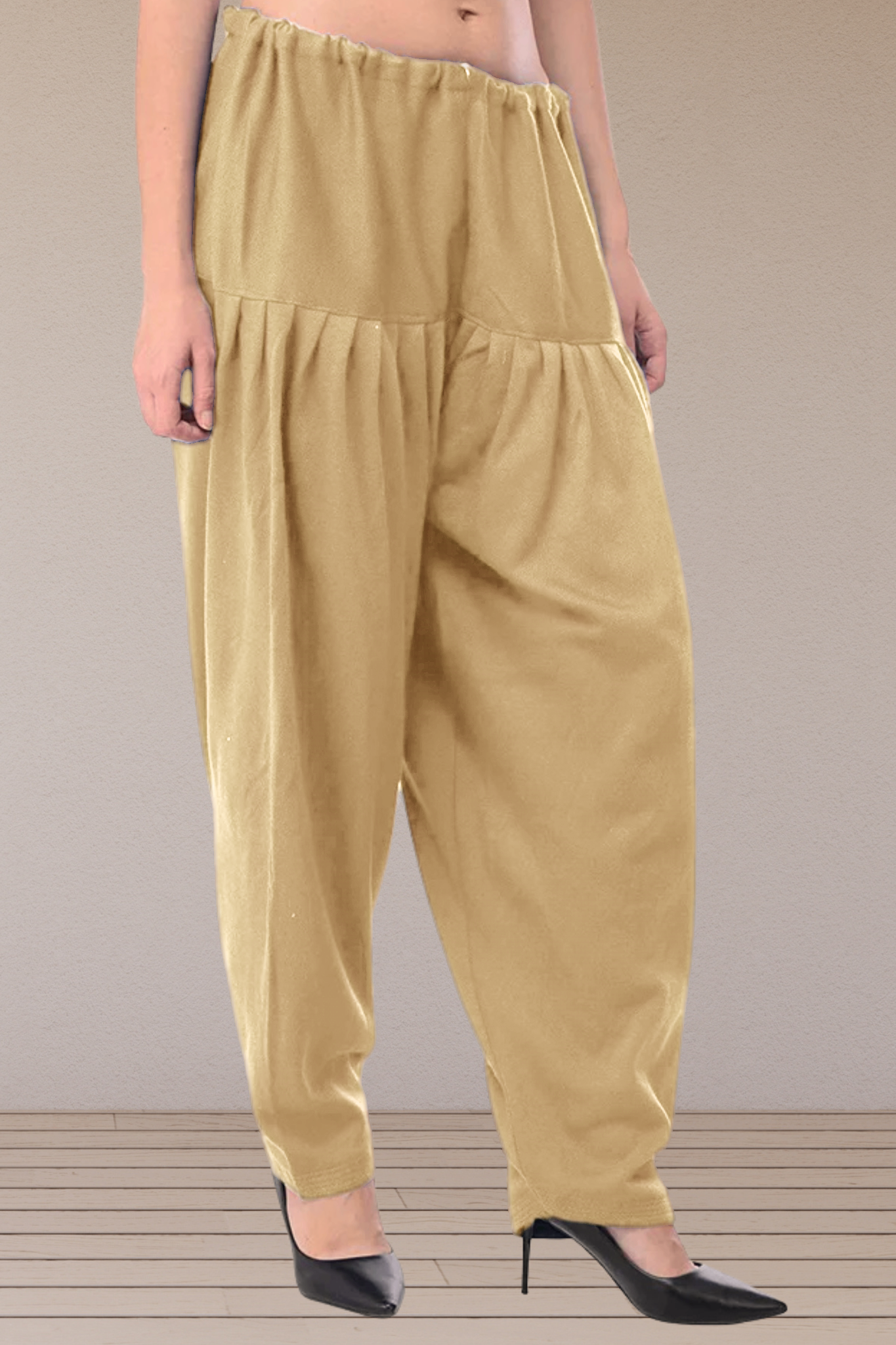 Beige Woollen Cashmilon Salwar