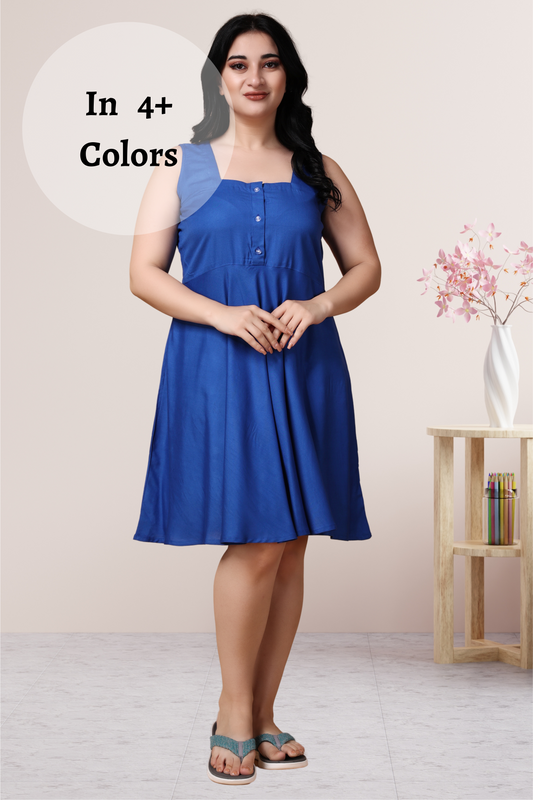 Solid Rayon Short Nighty