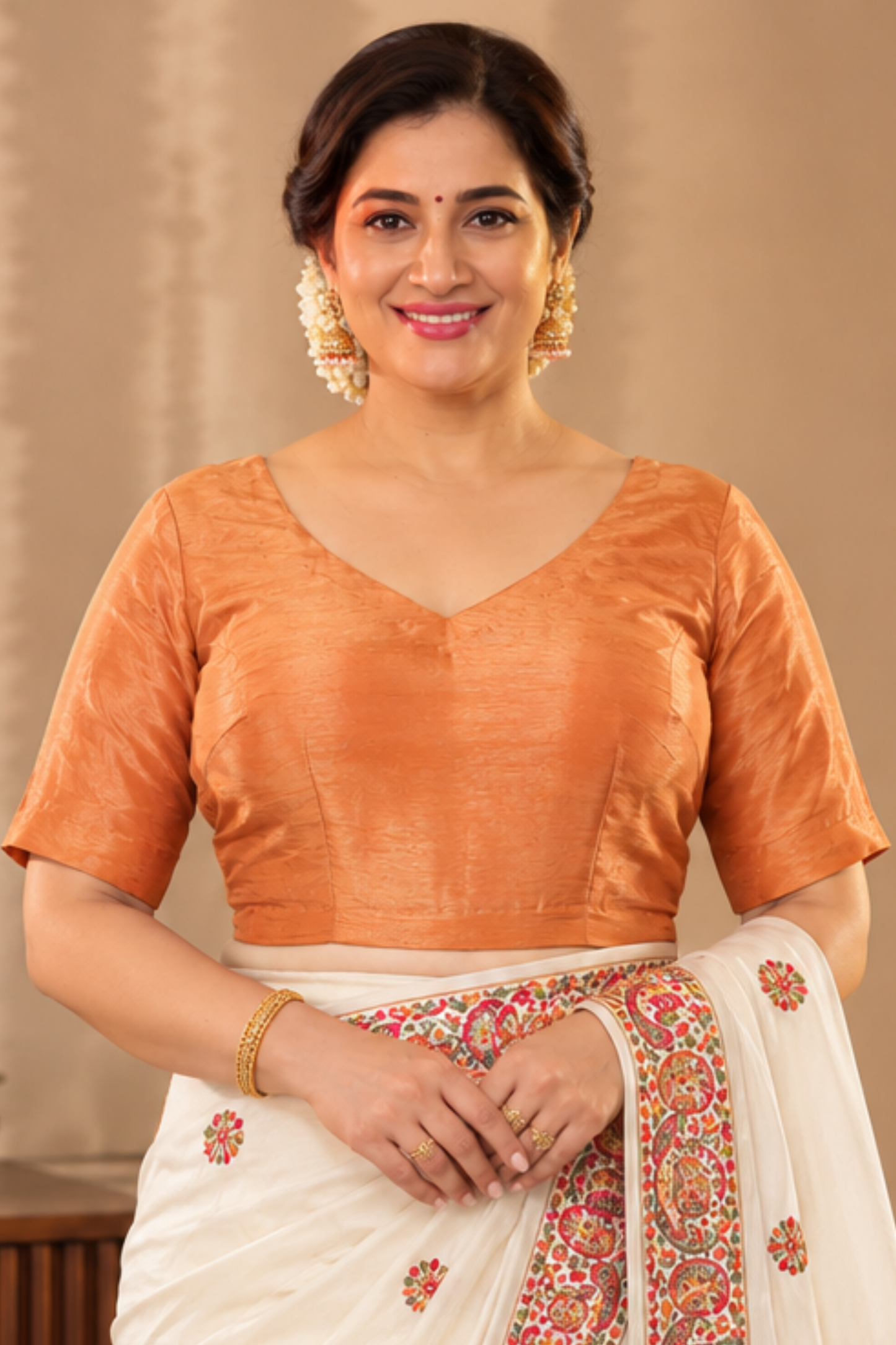 Copper Sparkle Silk Blouse