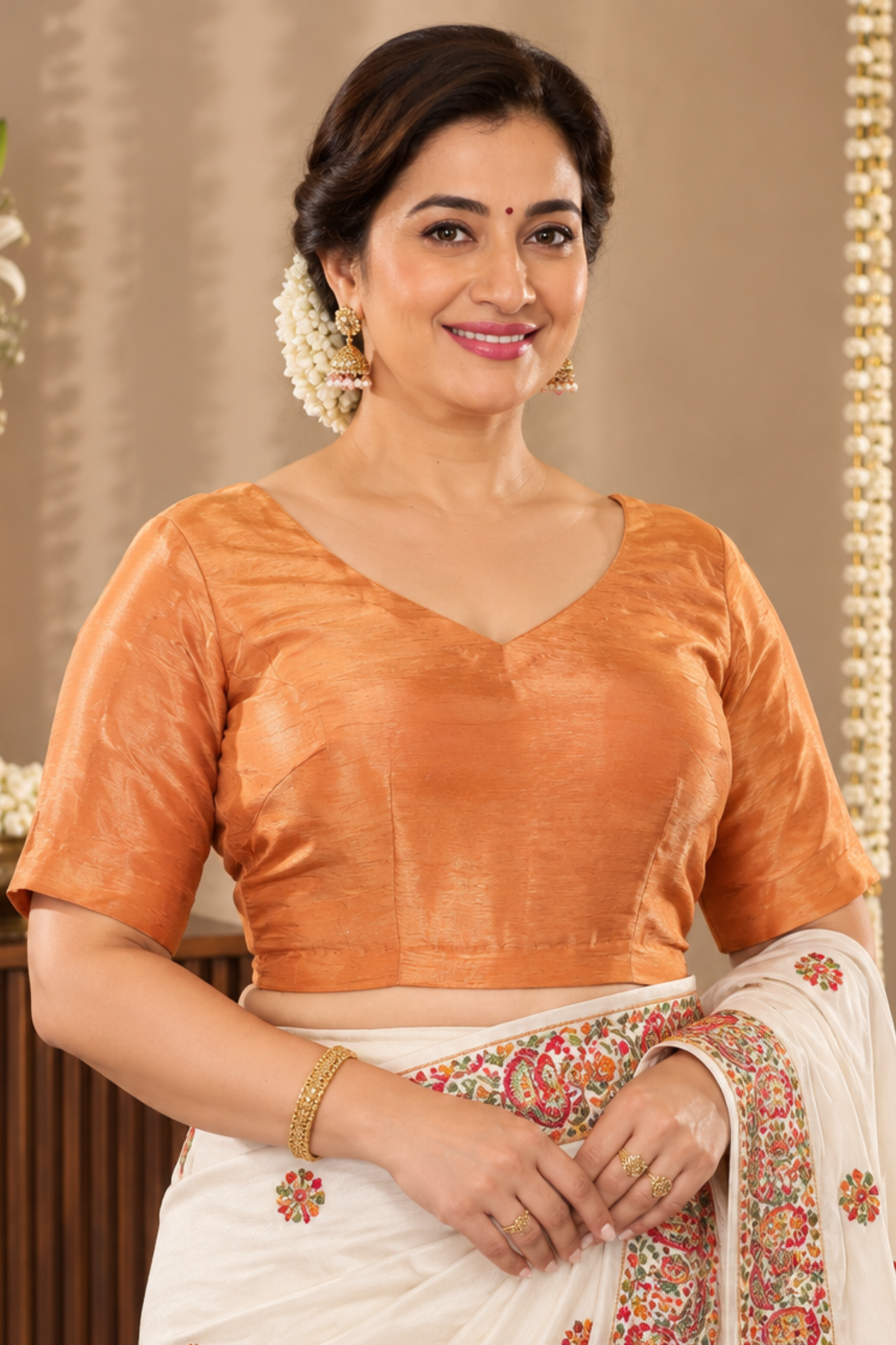Copper Sparkle Silk Blouse