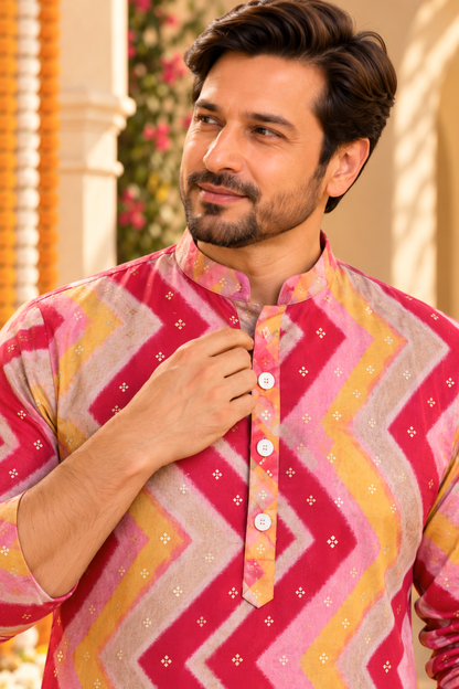 Coral Charm Foiled Festive Kurta