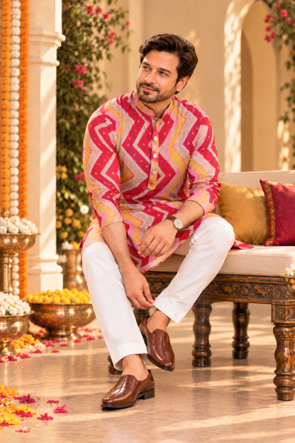 Coral Charm Foiled Festive Kurta
