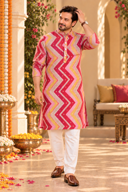 Coral Charm Foiled Festive Kurta