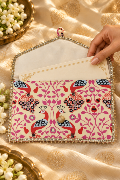Coral Petalsy Handcrafted Shagun Envelope