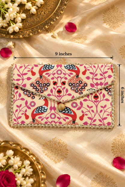 Coral Petalsy Handcrafted Shagun Envelope