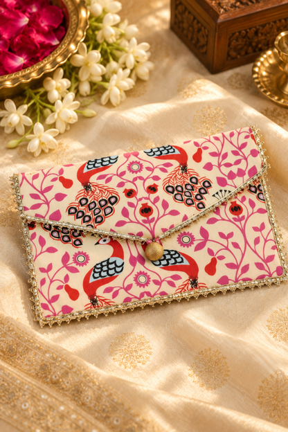 Coral Petalsy Handcrafted Shagun Envelope