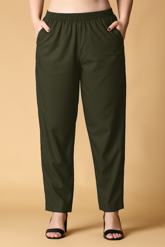 Army Green Cotton Kurti Pant