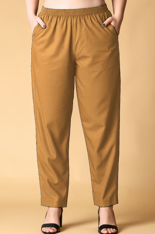 Khaki Cotton Kurti Pant