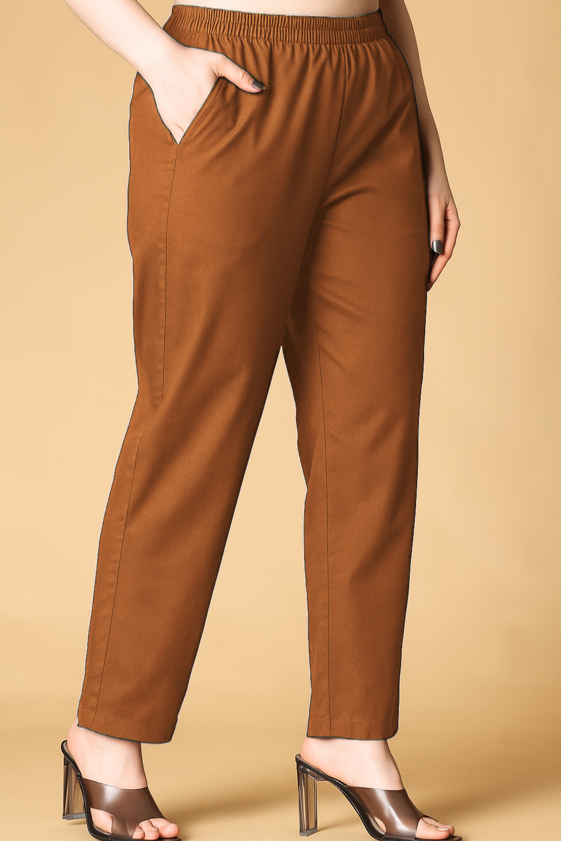 Light Brown Cotton Kurti Pant