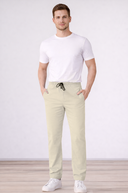 Cream Cotton Track Pants