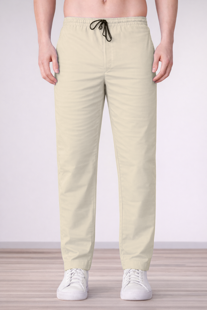 Cream Cotton Track Pants